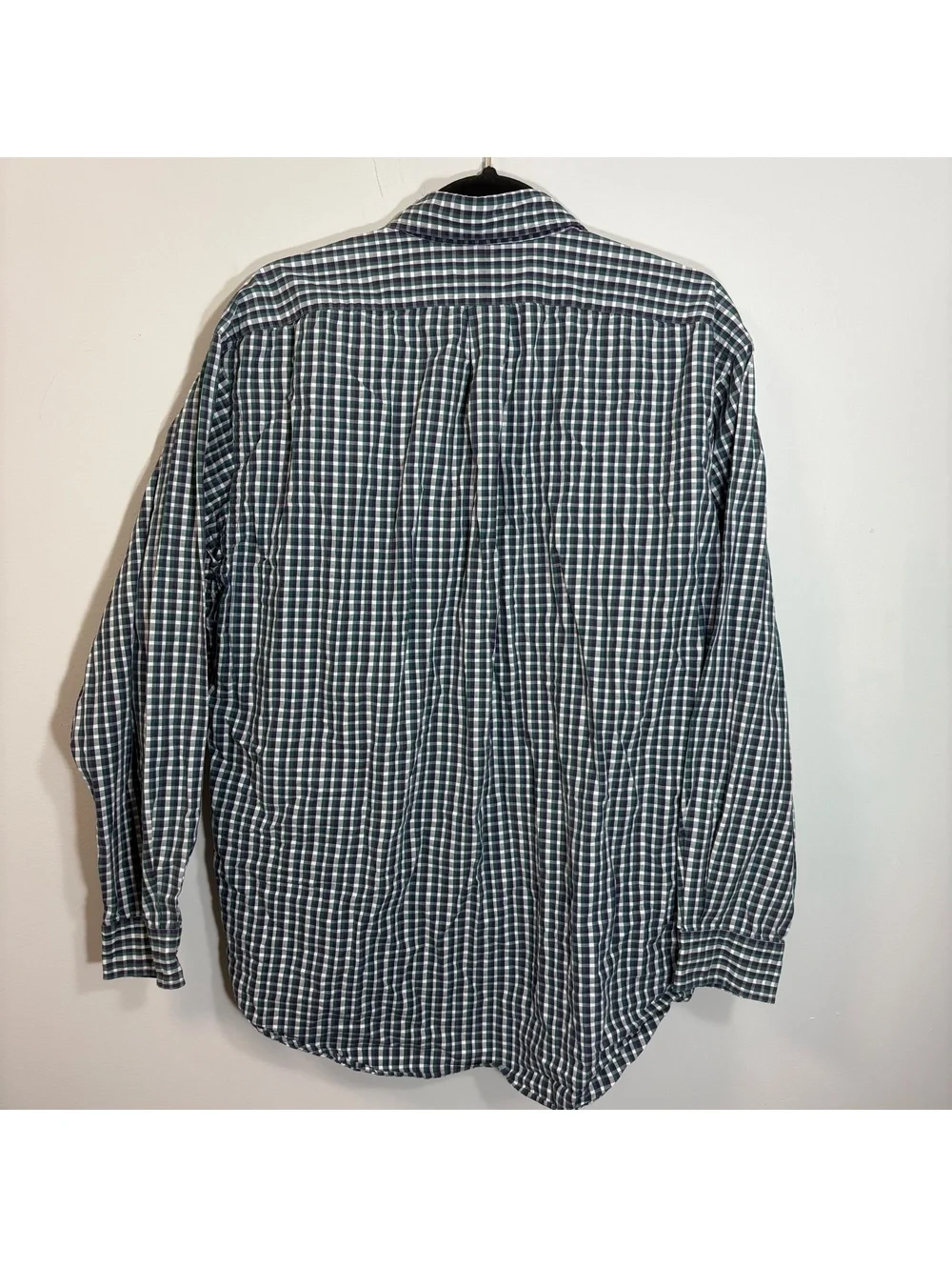 VTG Polo Ralph Lauren Whitfield Cotton Plaid Shirt Green, Navy & White - Large